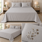 Soft Thick Cotton King Size Bedsheet with Embroidered Pillow Covers