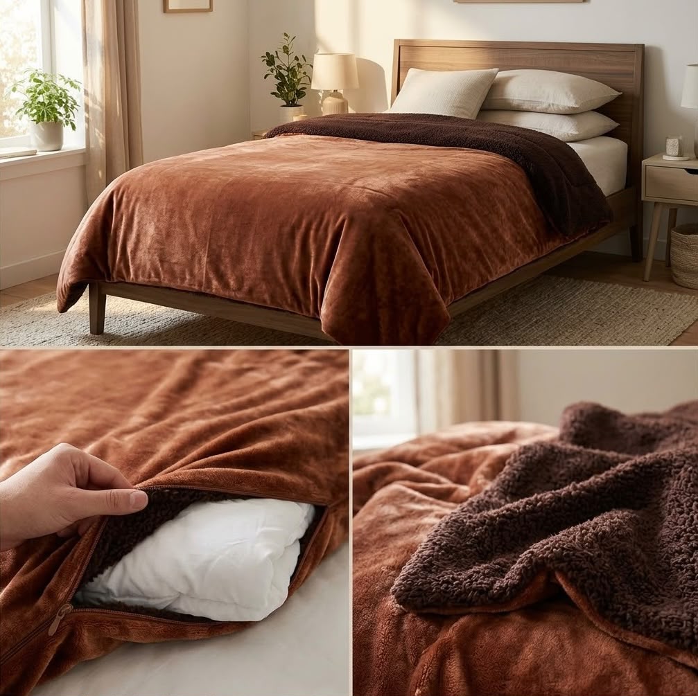 Luxury Sherpa Fleece Quilt Cover with Ultra-Soft Plush Finish – Single Bed
