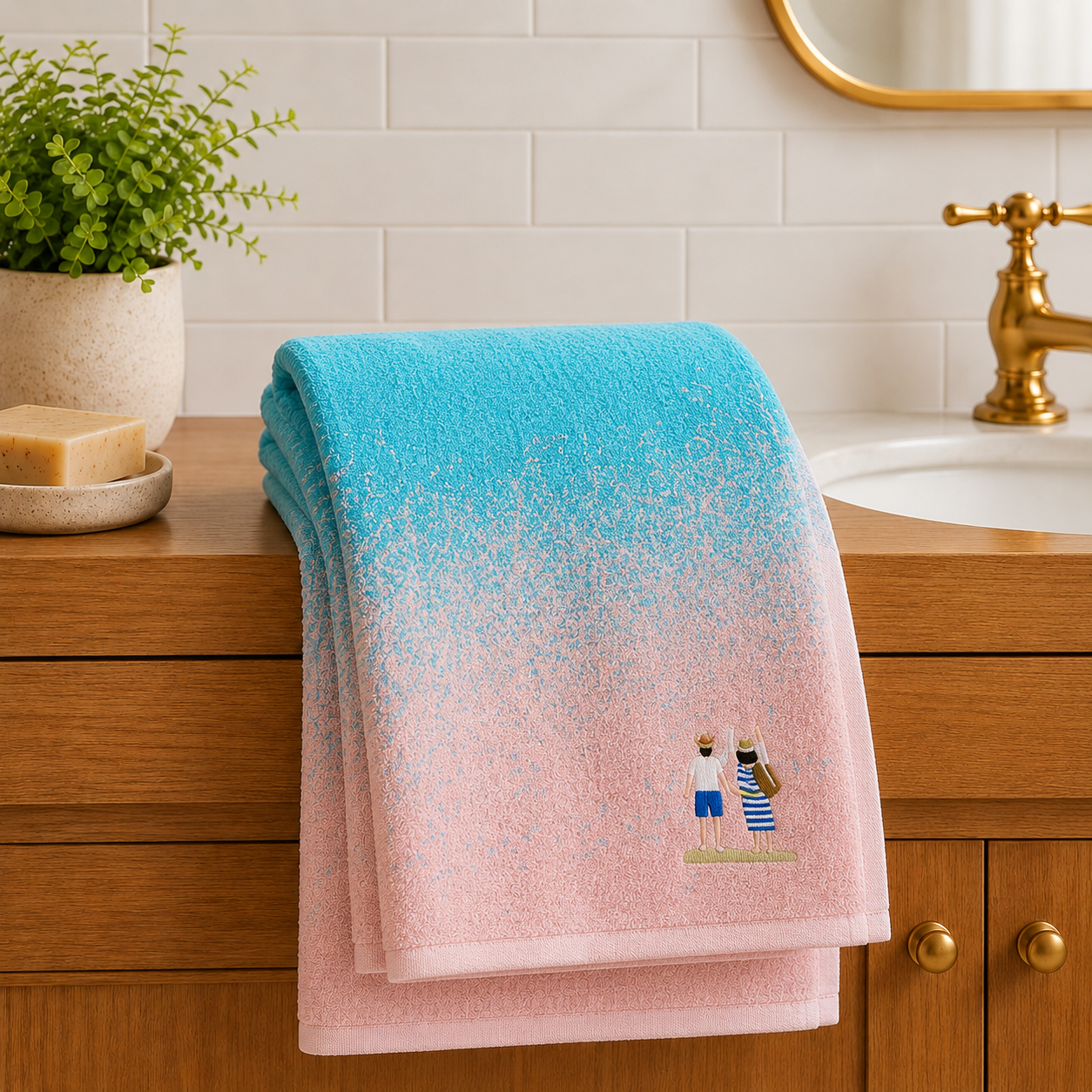 Family Cotton Bath Towels – 55 x 28 Inches
