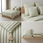Premium 6 Pcs Striped Cotton Bedding Set | King Size