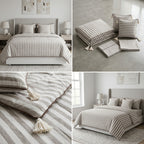 Premium 6 Pcs Striped Cotton Bedding Set | King Size