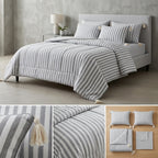 Premium 6 Pcs Striped Cotton Bedding Set | King Size
