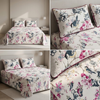 Premium Pure Cotton Bedsheet 90 × 108 Inches (7*9 Feet) Quilted Pillow Covers Product Code :- 55B75RKEH