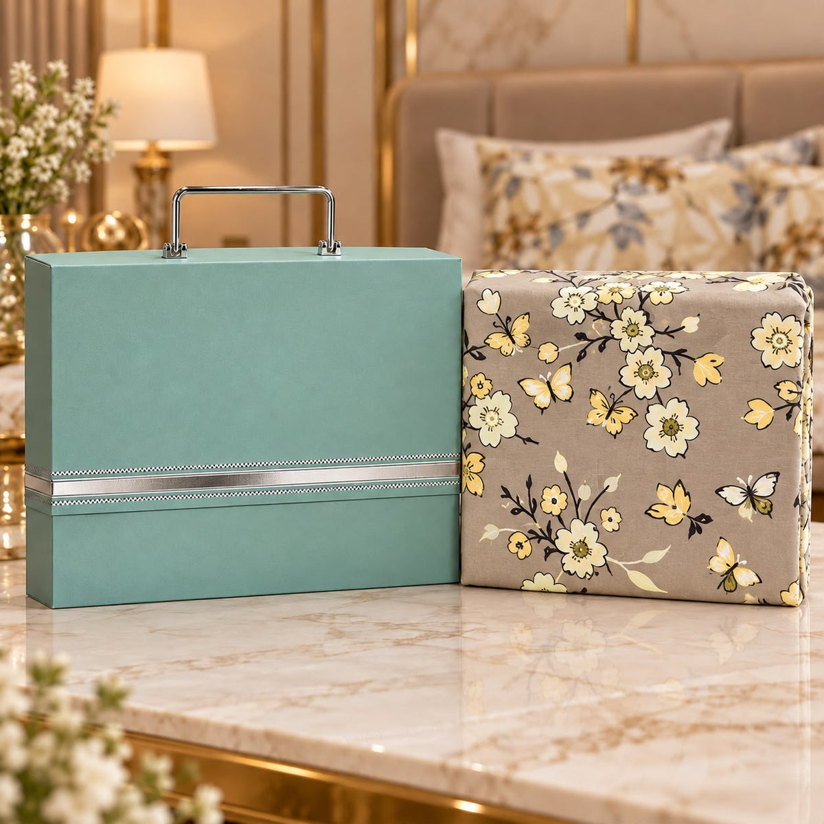 Premium Luxury Floral Bedsheet Gift Box – 3