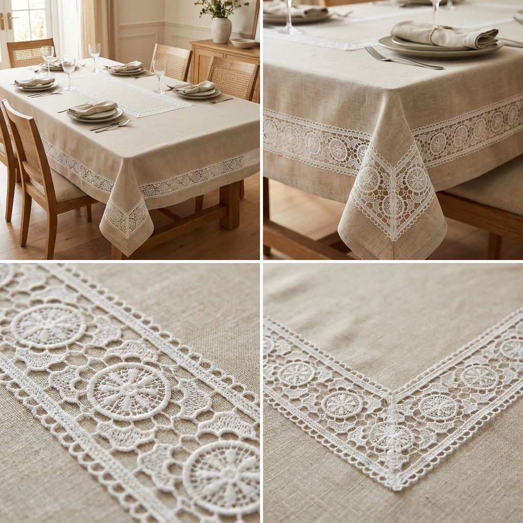 Elegant Floral Embroidered Dining Table Cover – 4,6 & 8 Seater