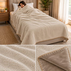 Premium Japanese Dual-Layer Waffle Texture Blanket – Single Bed