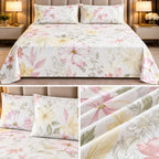 Jumbo Luxury Floral & Botanical Printed Bedsheet Set – 3 Pcs 120*120 Inch Super King