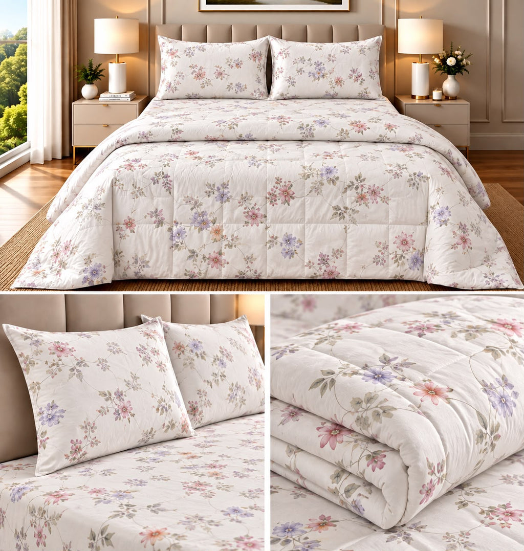 Bliss Floral 4 Pcs King Size Comforter Set – 100% Cotton