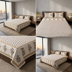 Heritage Block Print Cotton Bedsheet Set – King Size 3 Pcs