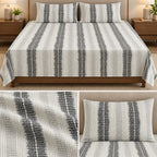 Midnight Bloom Premium Pure Cotton Floral Bedsheet Set – Jumbo King Size 3 Pcs (122 × 122 Inches)