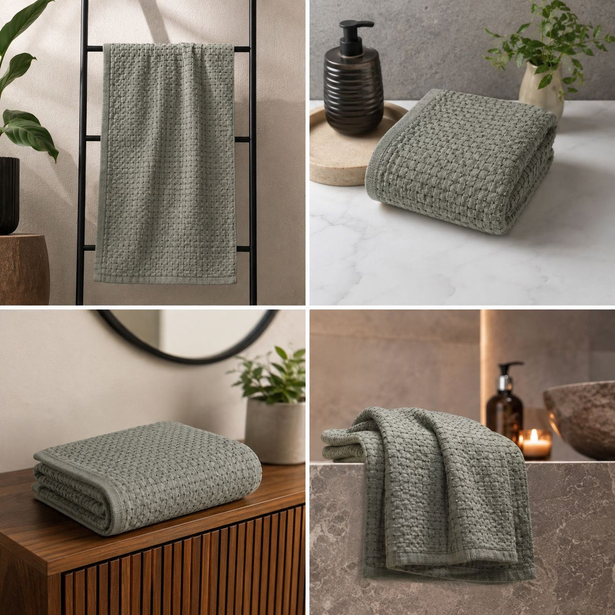 Luxe Beehive Bamboo Waffle Hand Towel – 40 × 60 CM