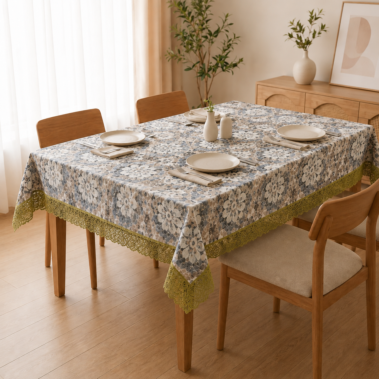 Lace Dining Table Cover – 6 Seater Product Code:- 55B105RKEH
