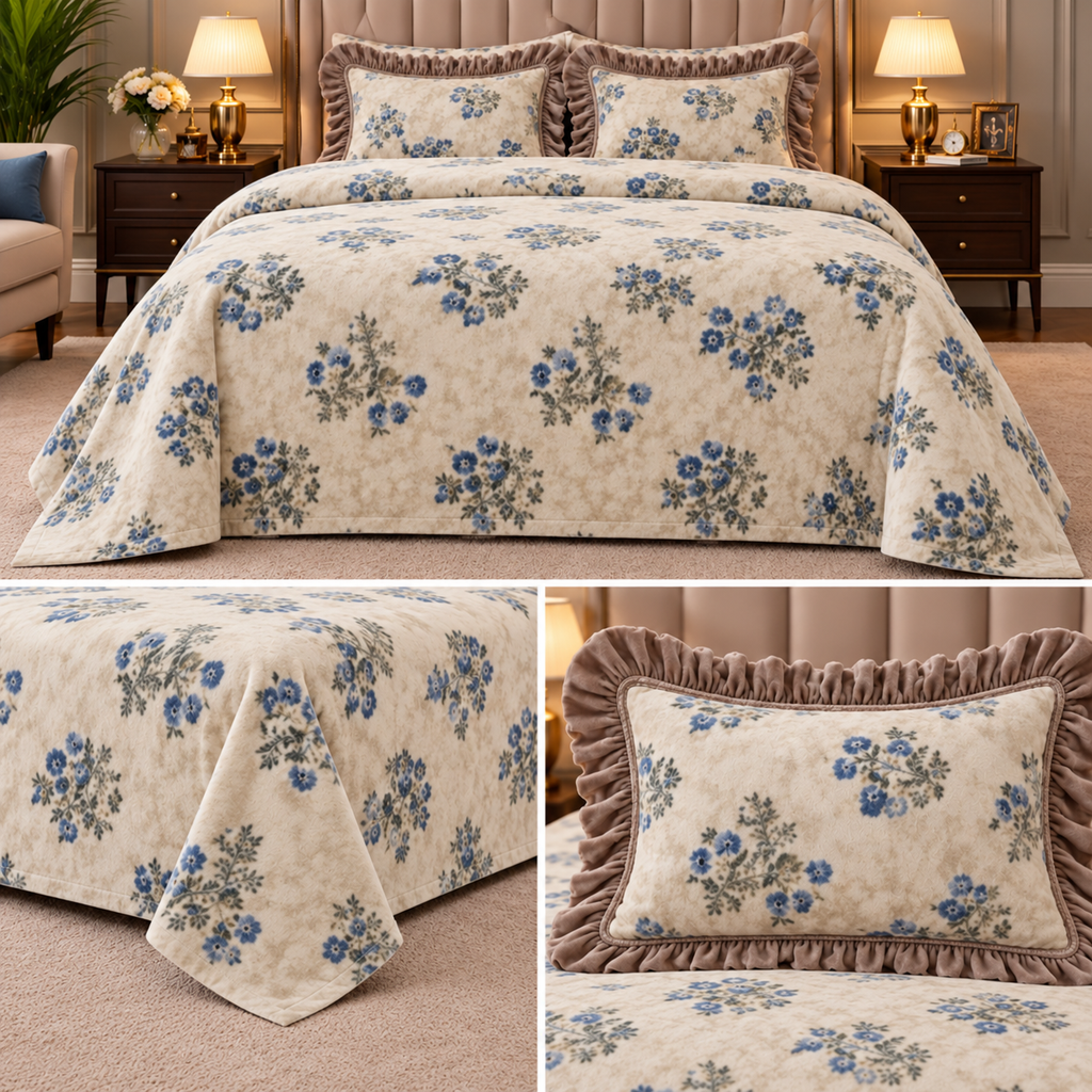 Vintage Bloom Premium Winter Bedsheet Set – 3 Pcs set Product Code :- 55B225RKEH