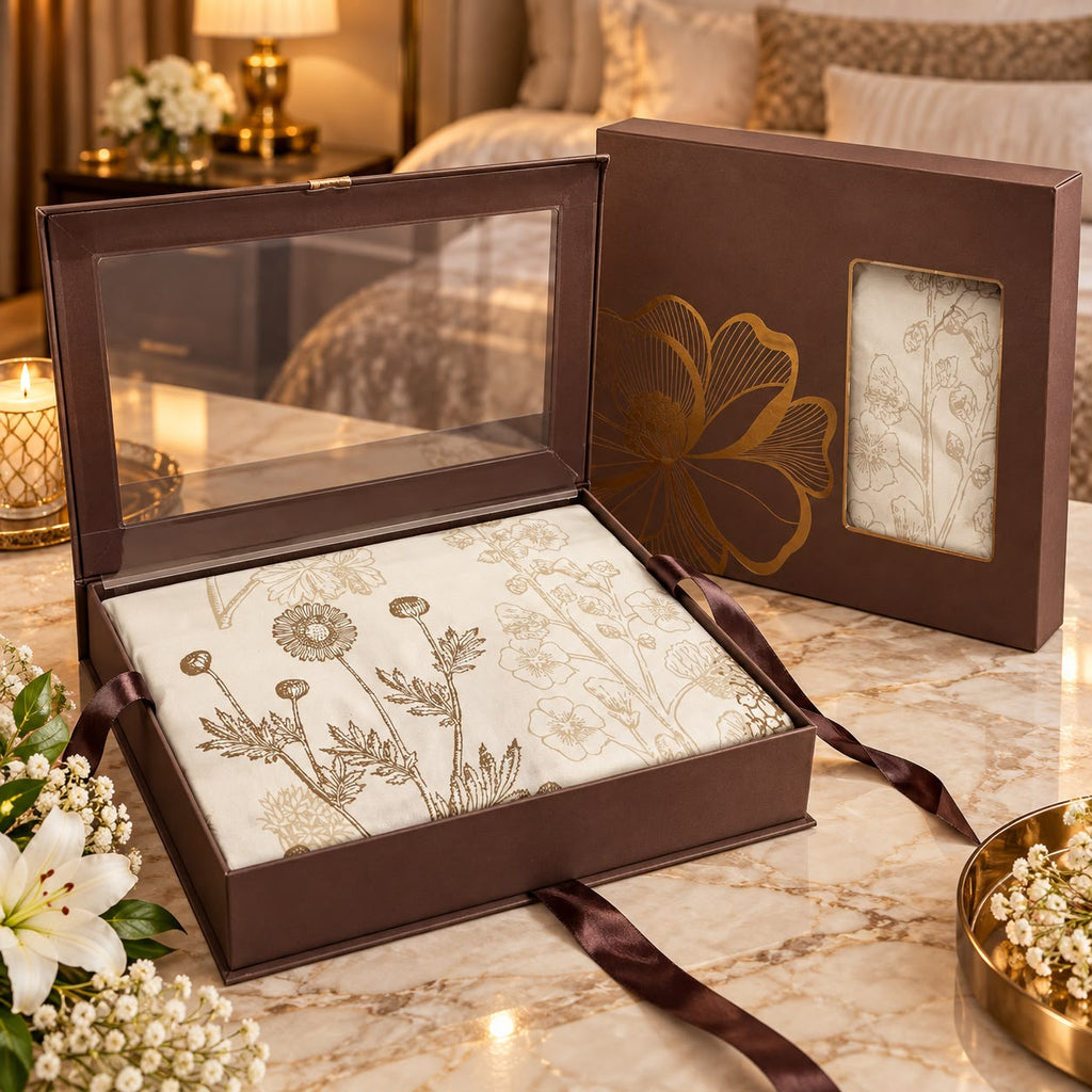 Premium Luxury Bedsheet Gift Box – 3 Piece Double Bed Bedsheet Set with Elegant Designer Prints