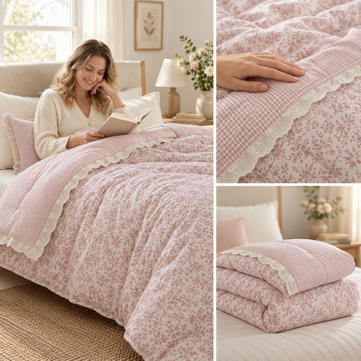 Lavender Cottage Reversible Comforter – Double Bed  Product Code :- 55B175RKEH