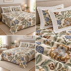 Floral King Size Bedsheet with Designer Lace Pillow Covers (108 x 108 Inches) Product Code:- 55B1150RKEH