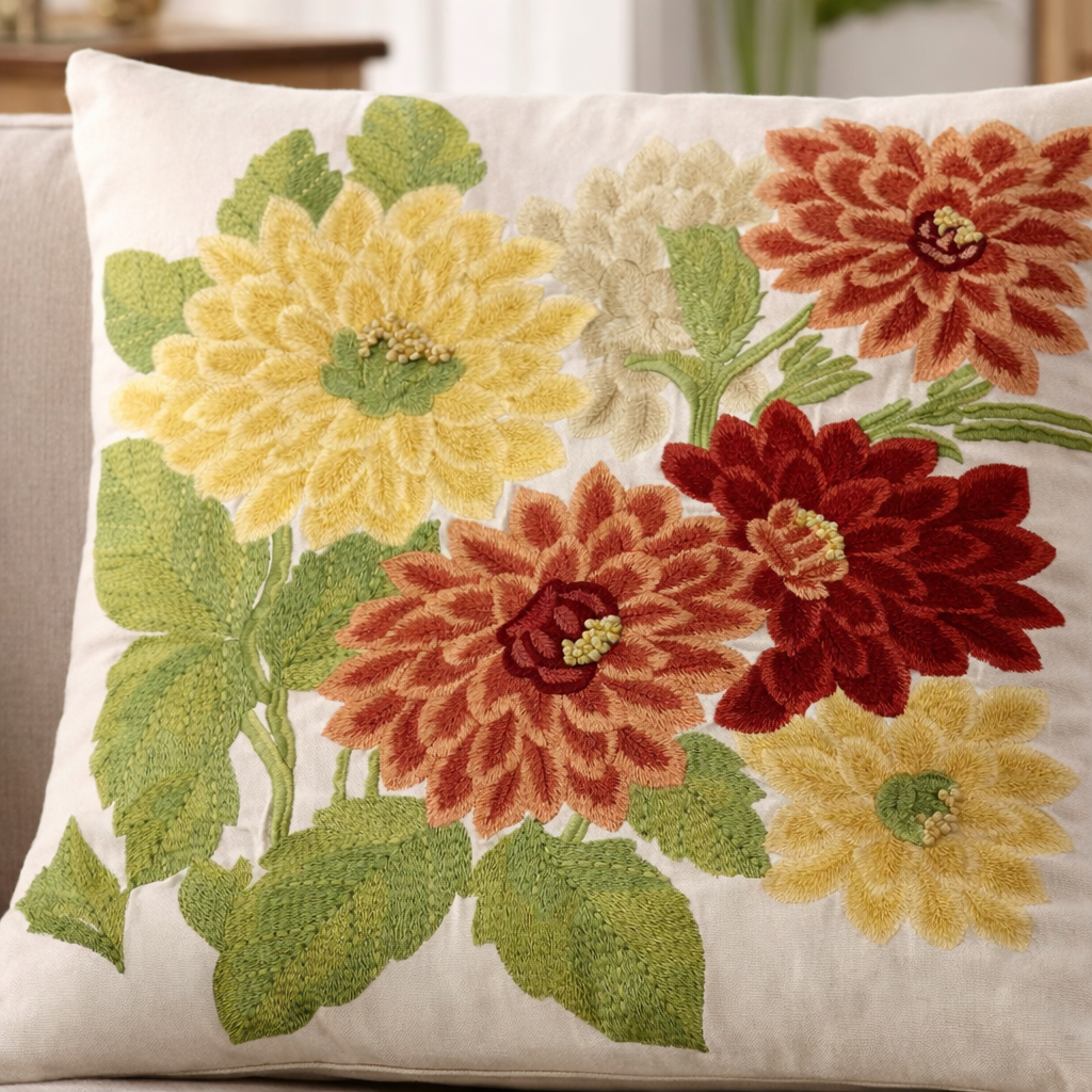 Hand Embroidered Cushion Covers – 20 x 20 Inch (Cotton Base)