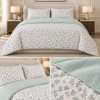 Austin Sage Bloom 4 Pcs King Size Comforter Bedsheet Set