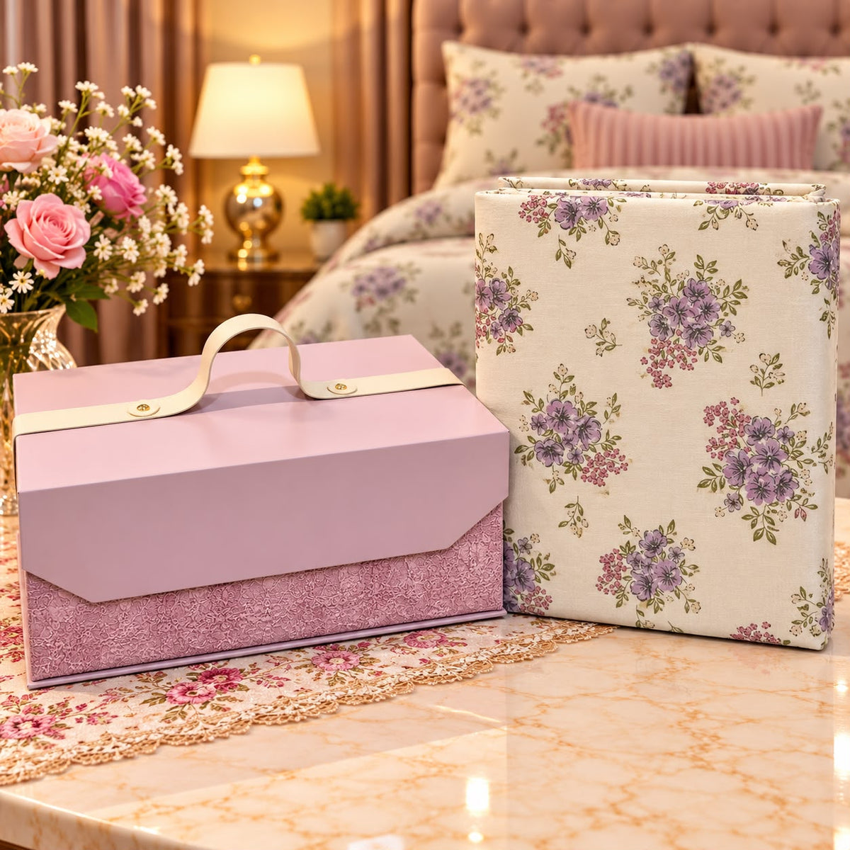 Luxury Floral 4-Piece Duvet Cover Gift Set – Premium King Size Bedding Collection