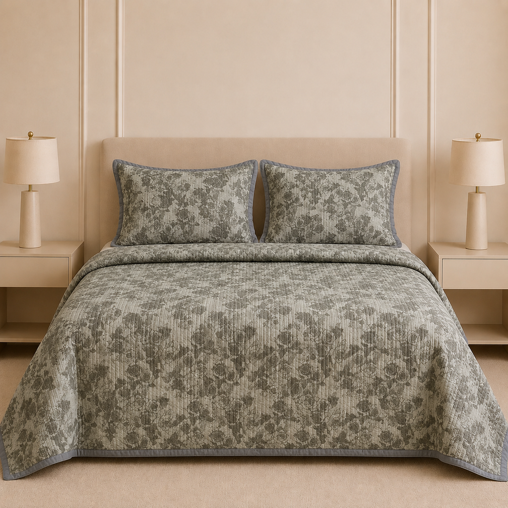 Victorian Quilted Bedcover Set – 3 Piece (King Size 100×108 Inches)