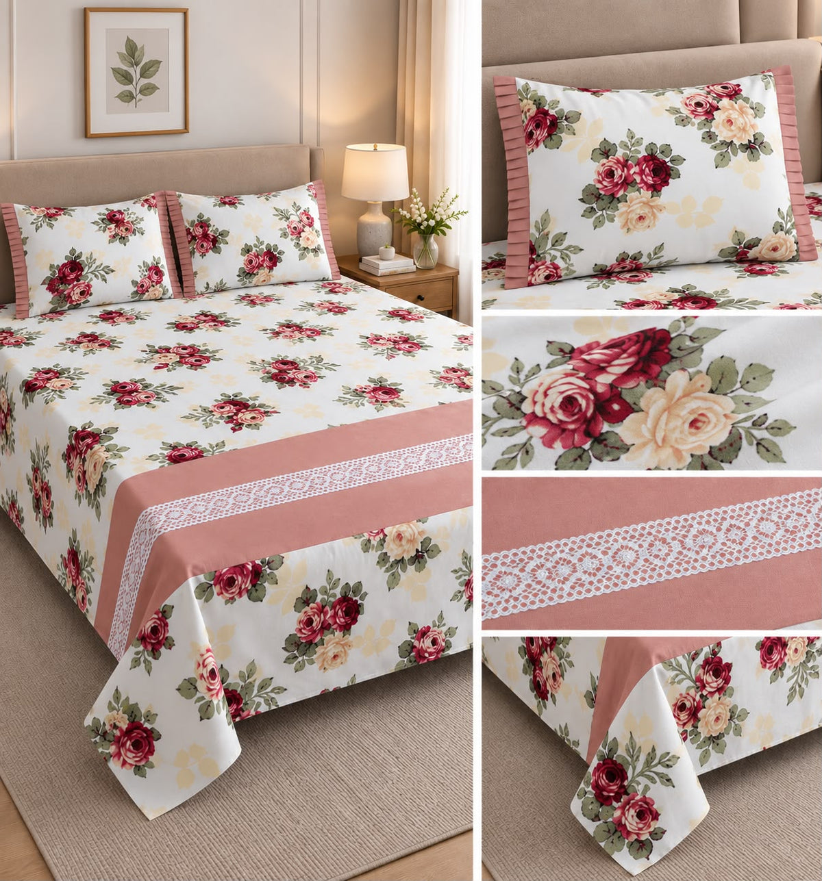 ✨ English King Size Non - Quilted Bedcover– 108 × 108 Inches ✨ Product Code :- 55B199RKEH
