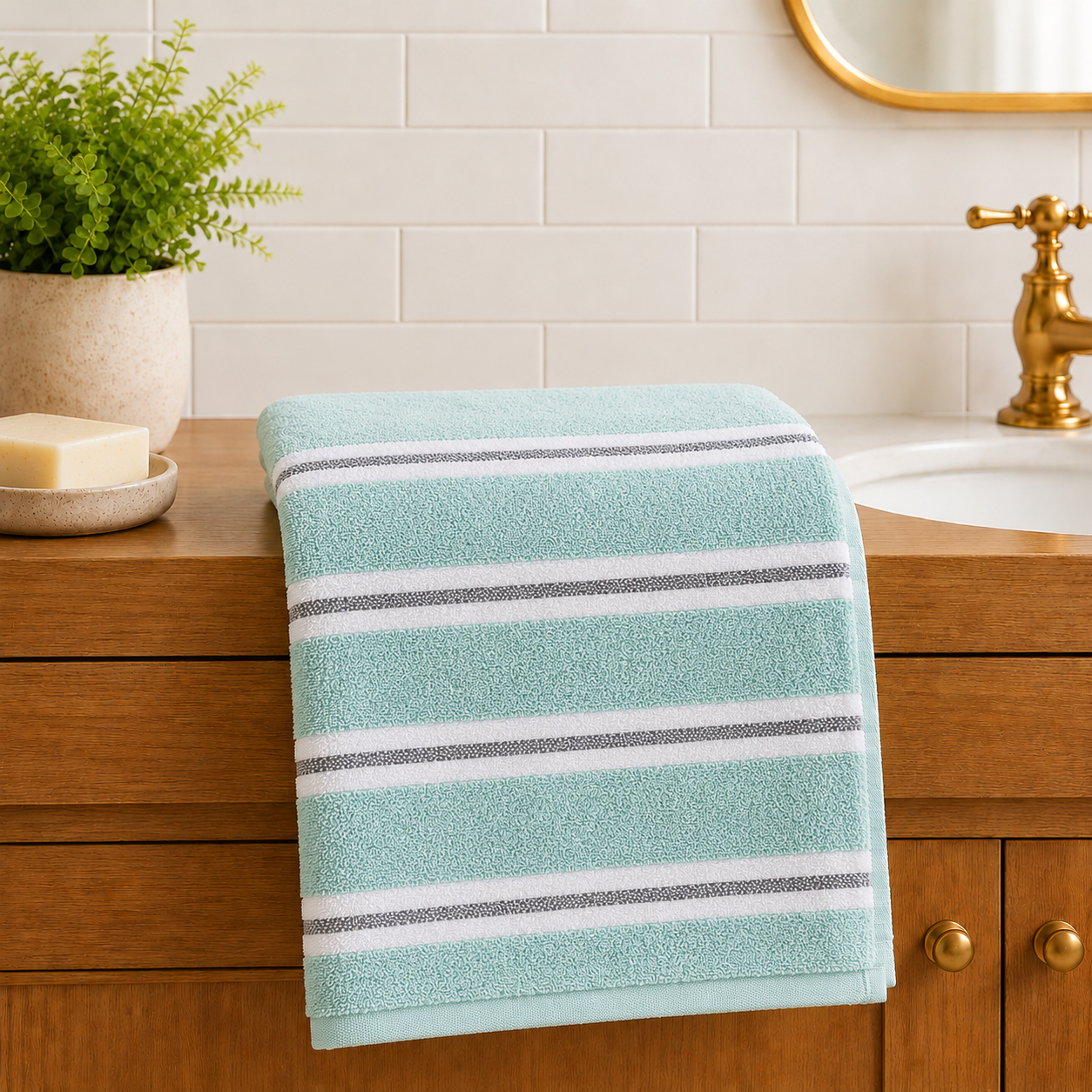 Stripe Cotton Bath Towels – 55 x 28 Inches Product Code :- 55B56RKEH