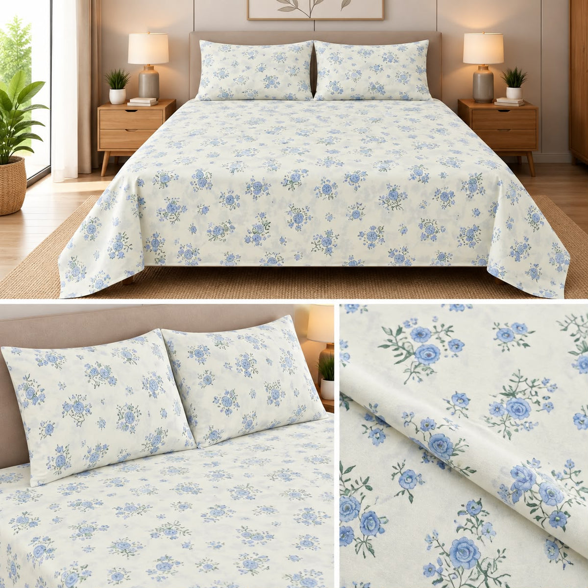 Blush Petal Cotton Bedsheet Set – King Size 3 Pcs Soft Like Butter