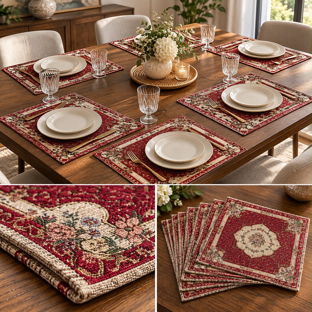 Royal Persian Heritage Fabric Dining Table Mats – Set of 6