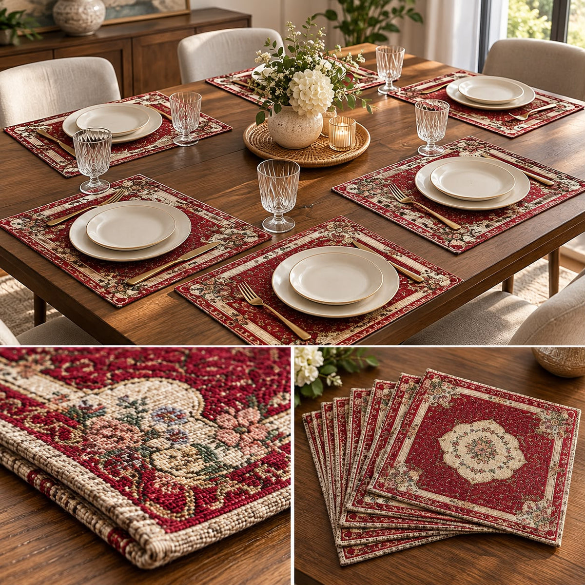 Royal Persian Heritage Fabric Dining Table Mats – Set of 6