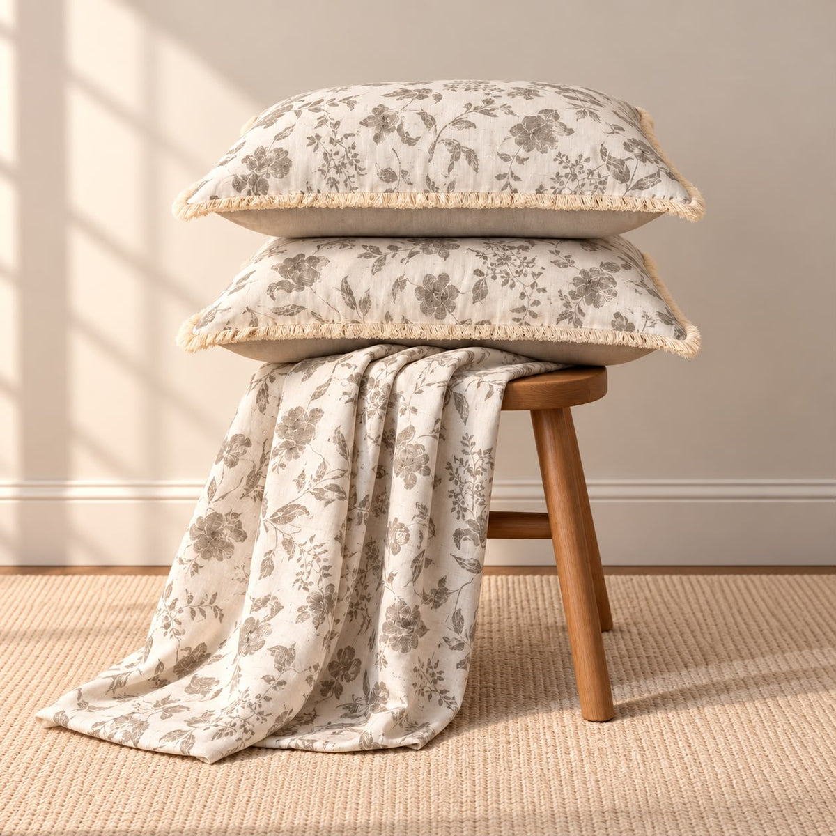 Vintage English Garden Floral Bedsheet Set with Elegant Lace Pillow Covers – 3 Pcs