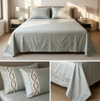 Luxury 100% Pure Bamboo Cotton Bedsheet Set with Embroidered Pillow Covers – 108 X 108