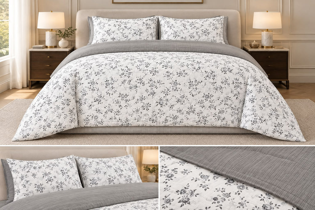 Austin Sage Bloom 4 Pcs King Size Comforter Bedsheet Set