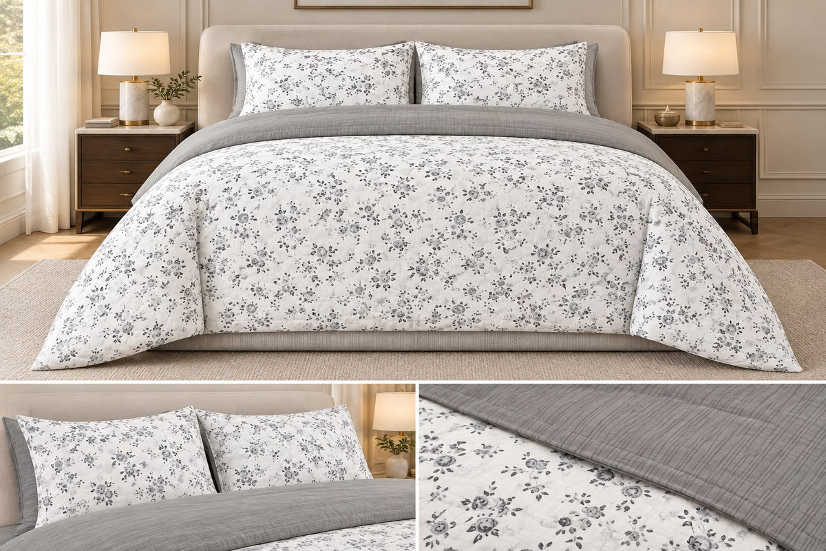 Austin Sage Bloom 4 Pcs King Size Comforter Bedsheet Set