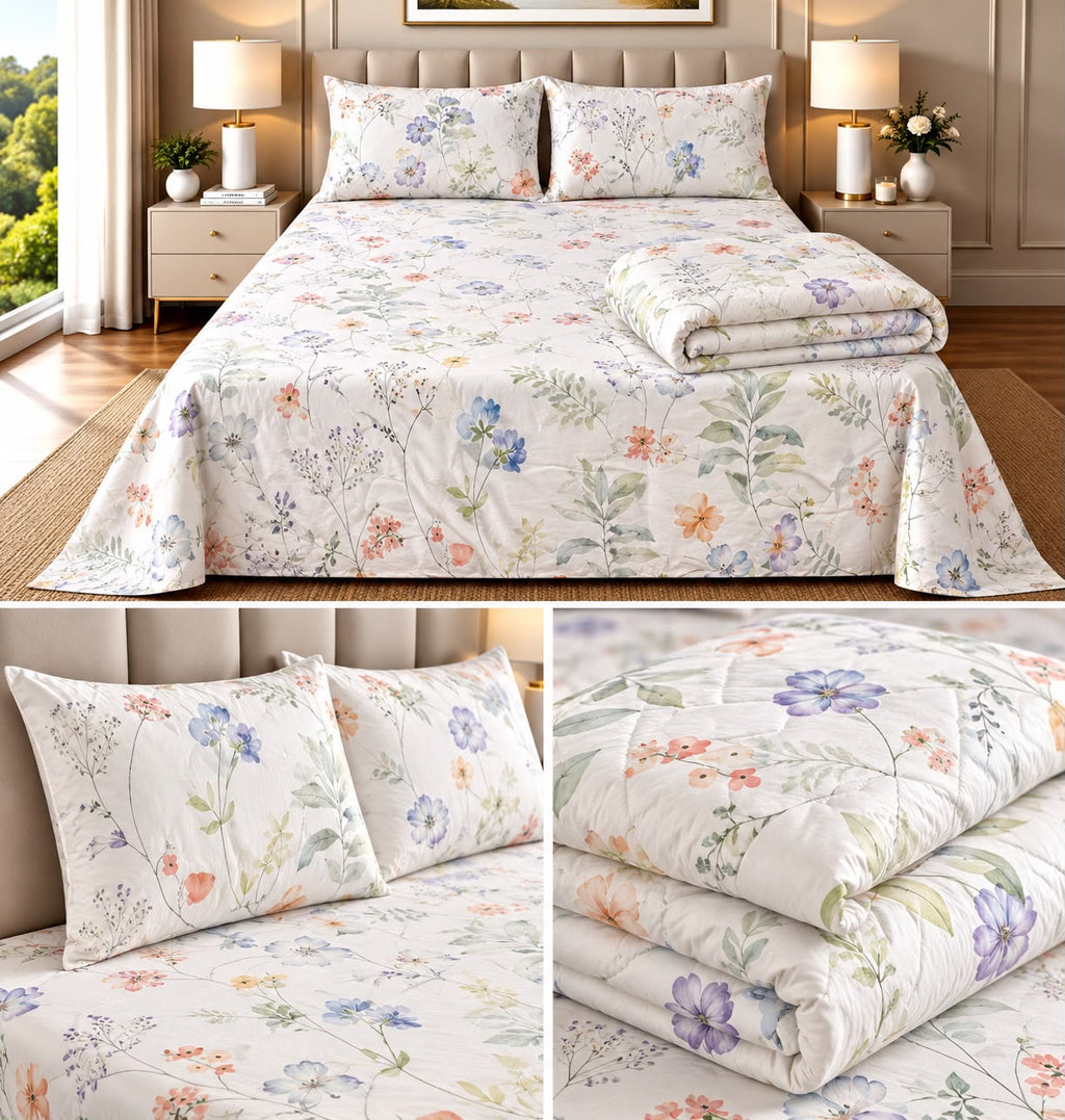 Bliss Floral 4 Pcs King Size Comforter Set – 100% Cotton