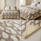 Botanical Leaf Print Double Bed Comforter – Soft Quilted Design