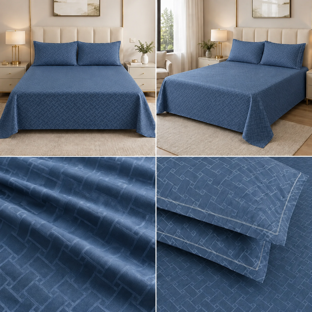 Elegant Self-Design King Size 3 Pcs Bedsheet Set – 108×108 Inches | Product Code :- 55B75RKEH