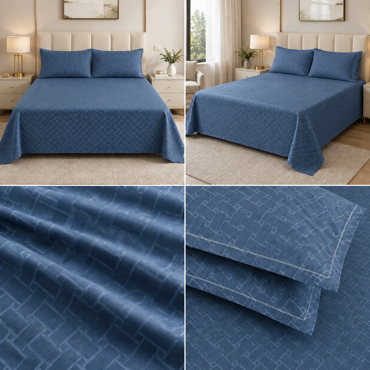 Elegant Self-Design King Size 3 Pcs Bedsheet Set – 108×108 Inches | Product Code :- 55B75RKEH