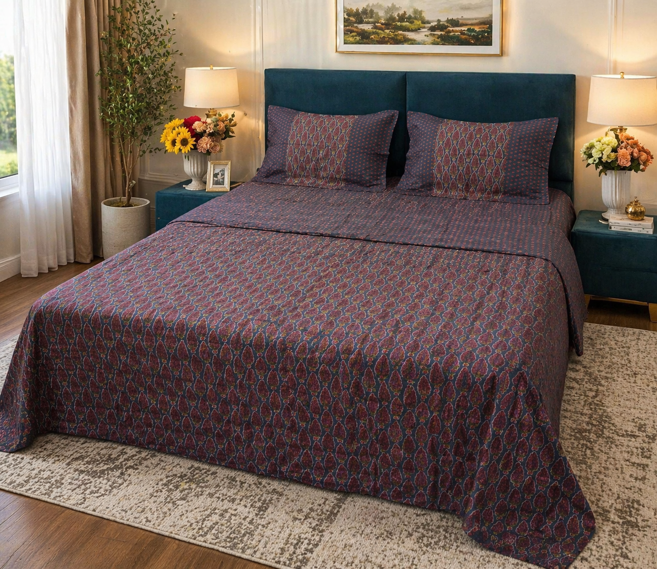 Premium 4 PC Mulmul AC Quilt Set – Organic Cotton Summer Collection