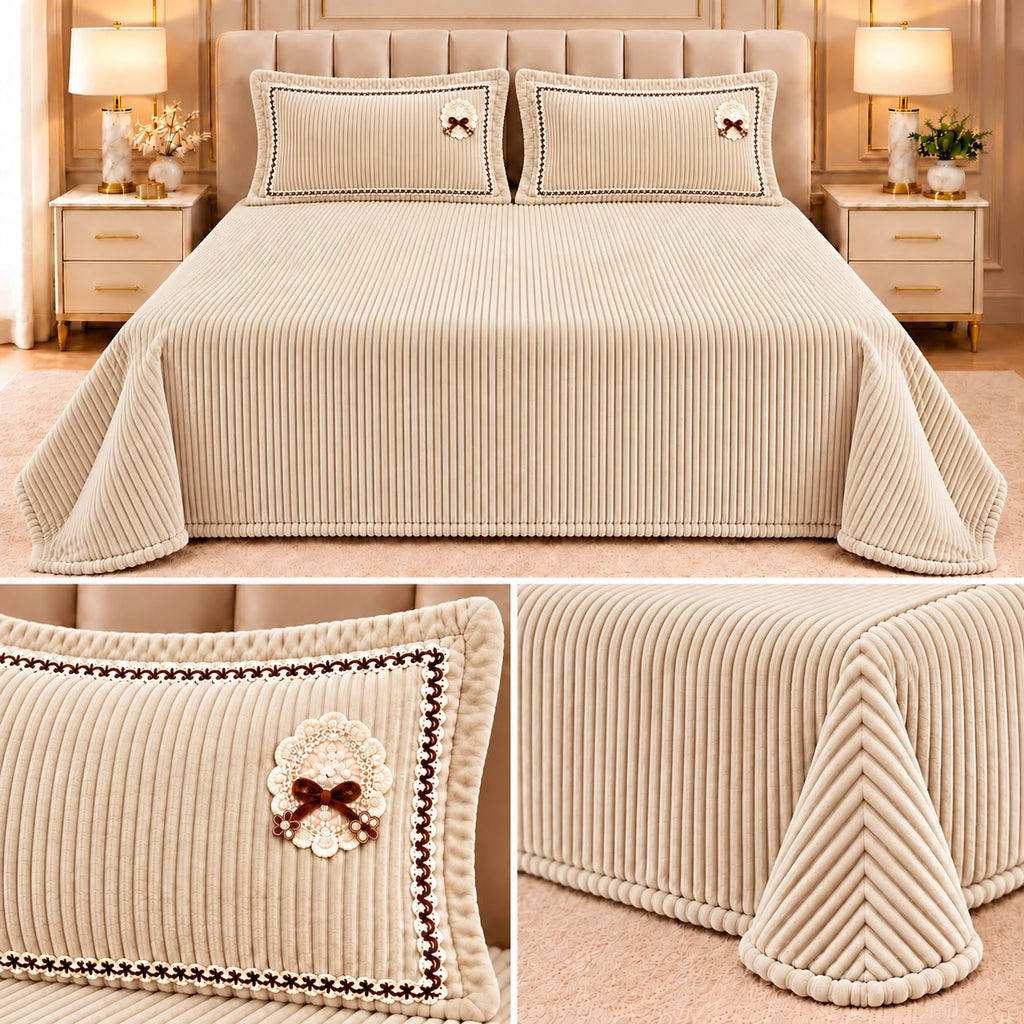 Luxury Ribbed Velvet Winter Bedsheet Set – King Size 3 Pcs Product Code :- 55B228RKEH