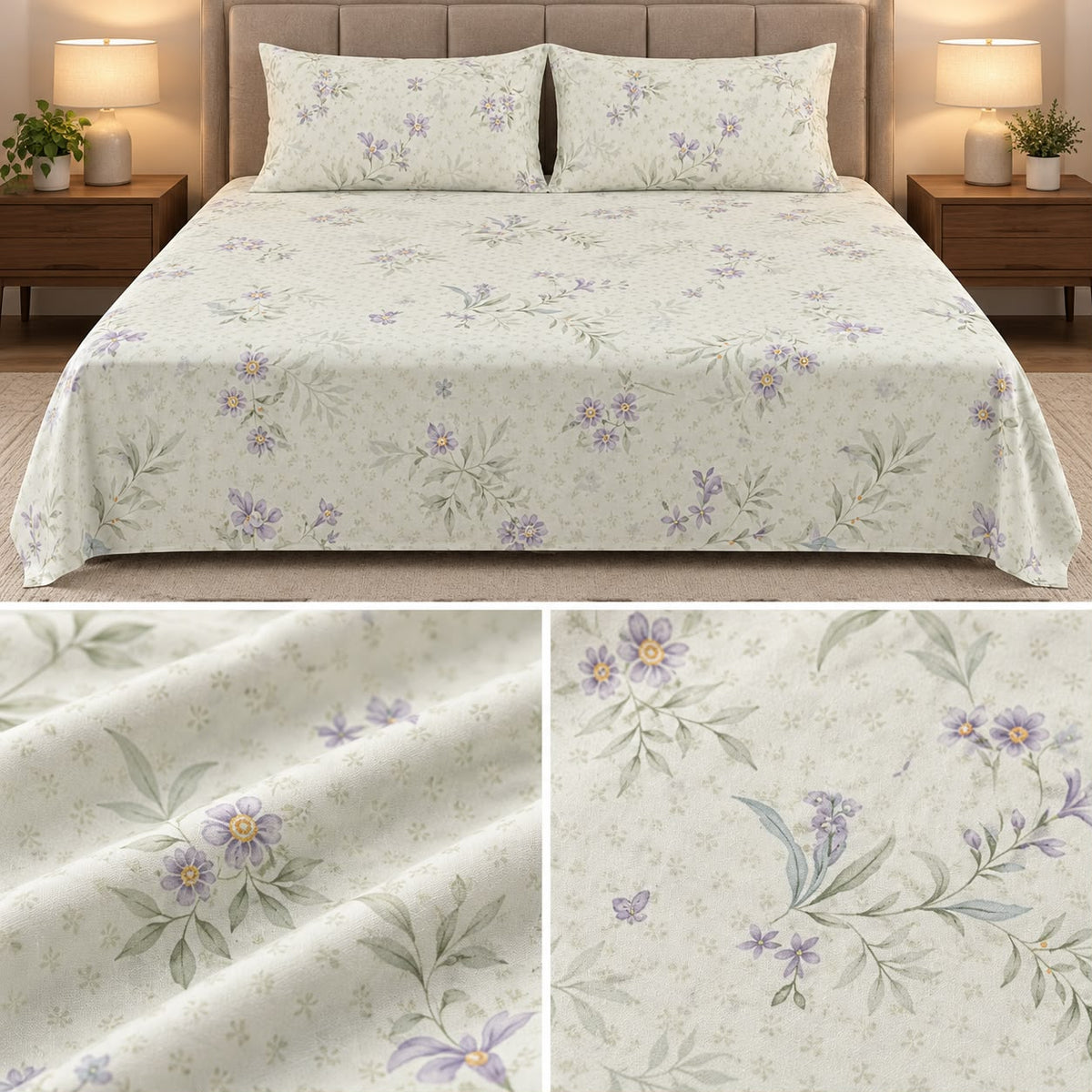 Signature Elegance Luxury Designer Printed Bedsheet Set – Super Jumbo King Size 122 x 122 Inch