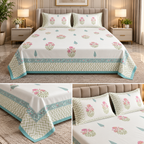 Meher Botanical Royale – 600TC Pure Cotton King Size Bedsheet Product Code :- 55B178RKEH