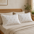 Luxury Embroidered Frill Pillow Cover Pair – Premium Floral Collection Product Code :- 55B29RKEH