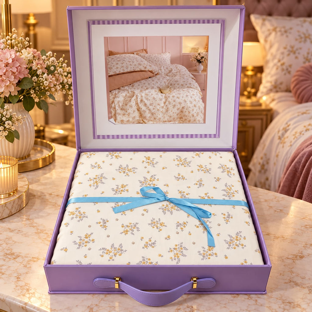 Premium Luxury 4 Piece Duvet Cover & Bedsheet Gift Box Set