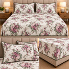 Vintage Bloom Quilted Bedcover Set – King Size 3 Pcs 100 % Pure Cotton