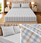 Elegance Pure Cotton King Size Fitted Bedsheet – 3 Piece Set with 2 Pillow Covers