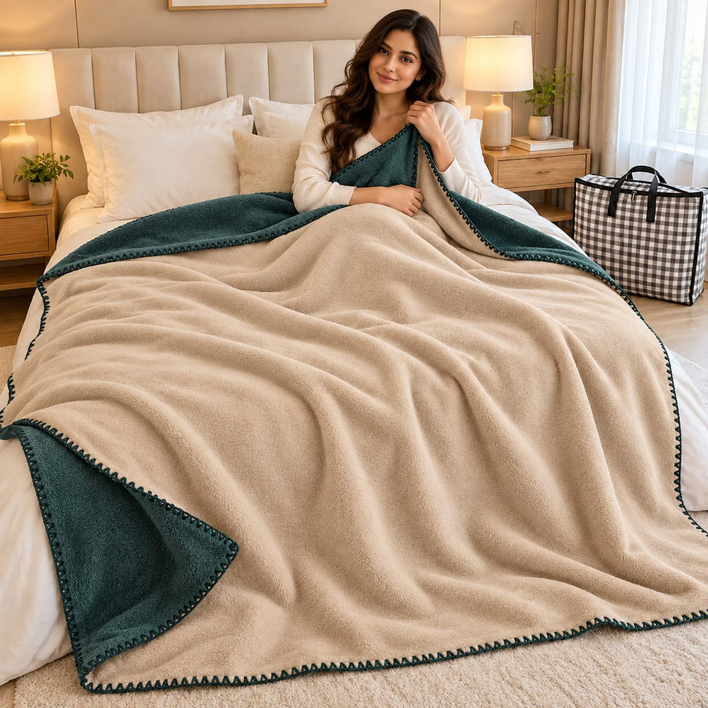 Plain Japanese Blanket – King Size | Reversible Soft & Cosy Dual-Tone Comfort