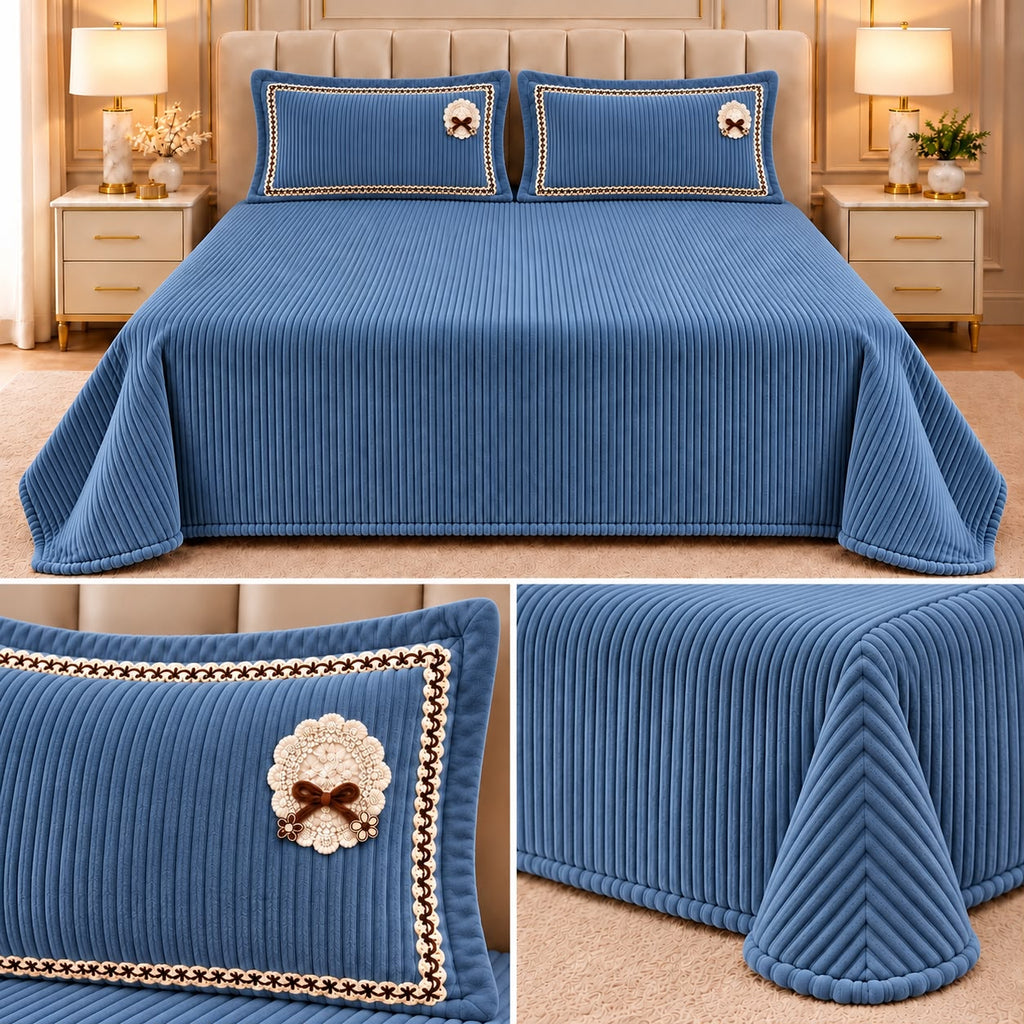 Luxury Ribbed Velvet Winter Bedsheet Set – King Size 3 Pcs Product Code :- 55B228RKEH