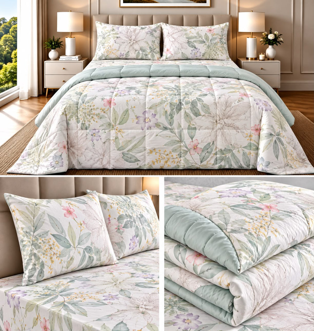 Bliss Floral 4 Pcs King Size Comforter Set – 100% Cotton