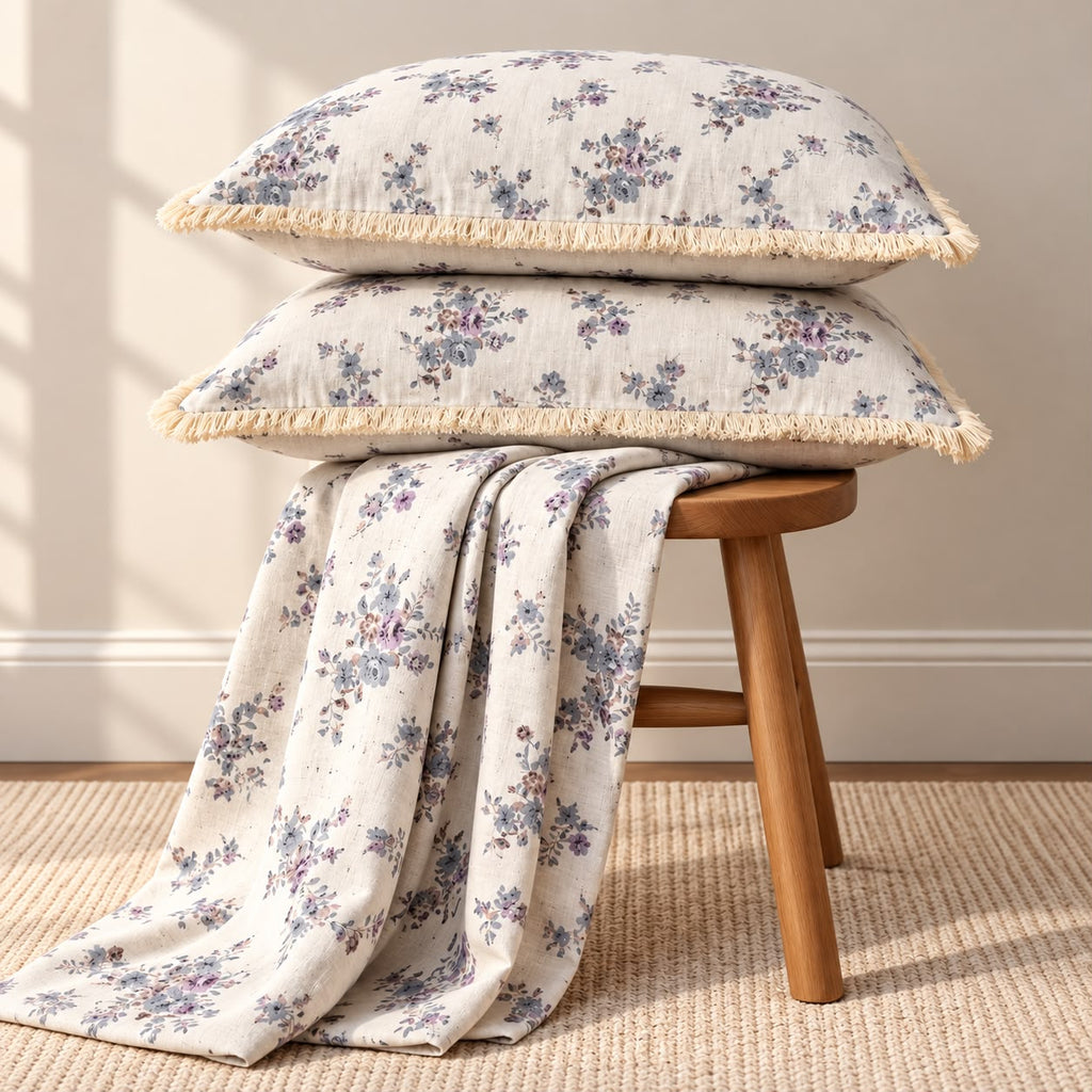 Vintage English Garden Floral Bedsheet Set with Elegant Lace Pillow Covers – 3 Pcs