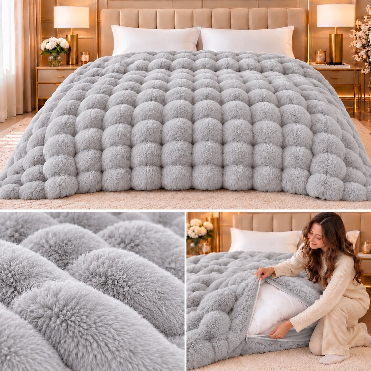 Russian Minus Degree Rabbit Fur Blanket Cum Duvet Cover – 1000 GSM Ultra Luxury Winter Collection